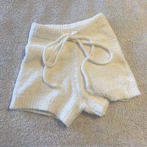 Cream fuzzy shorts